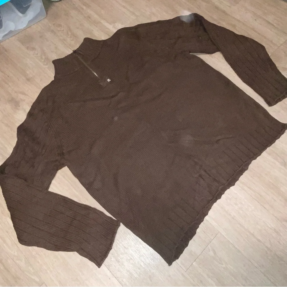 :::VINTAGE:::Men's polo jeans company 1/4 zip Brown Sweater size XXL - Picture 2 of 10